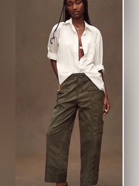 Pilcro Olive Green Utility Cropped Pants